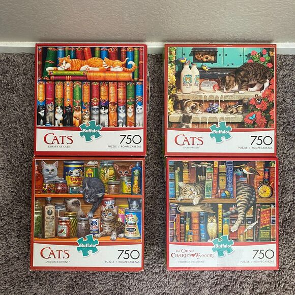 BUFFALO 4 Item Cat Puzzle Bundle 750 Pieces - Picture 1 of 1
